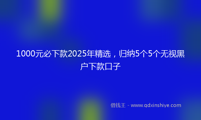 1000元必下款2025年精选，归纳5个5个无视黑户下款口子
