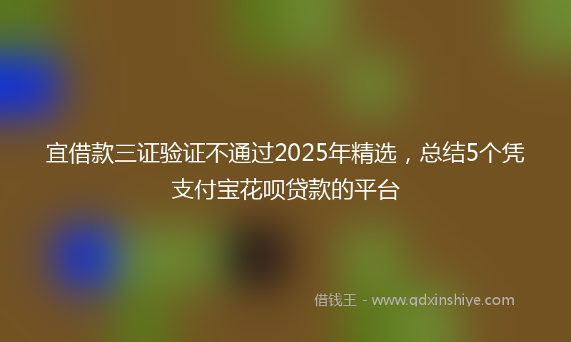 宜借款三证验证不通过2025年精选，总结5个凭支付宝花呗贷款的平台