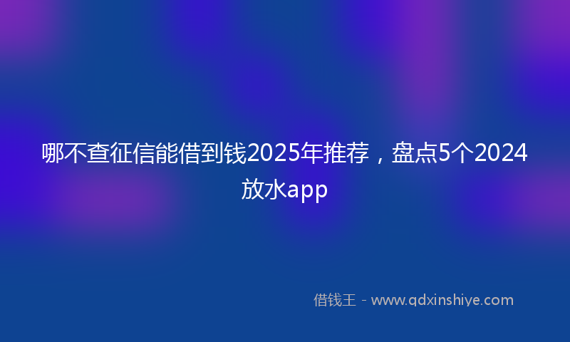 哪不查征信能借到钱2025年推荐，盘点5个2024放水app