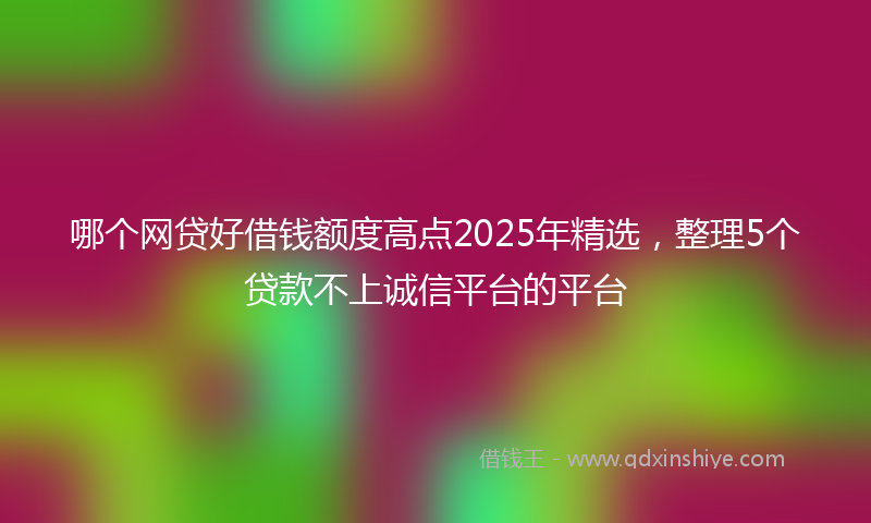 哪个网贷好借钱额度高点2025年精选，整理5个贷款不上诚信平台的平台