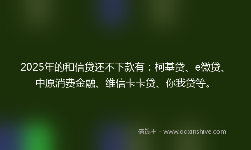 2025年的和信贷还不下款有：柯基贷、e微贷、中原消费金融、维信卡卡贷、你我贷等。