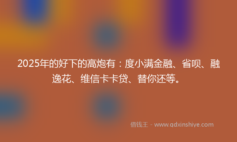 2025年的好下的高炮有：度小满金融、省呗、融逸花、维信卡卡贷、替你还等。