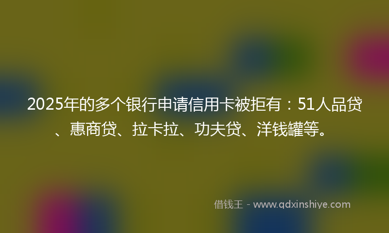 2025年的多个银行申请信用卡被拒有：51人品贷、惠商贷、拉卡拉、功夫贷、洋钱罐等。