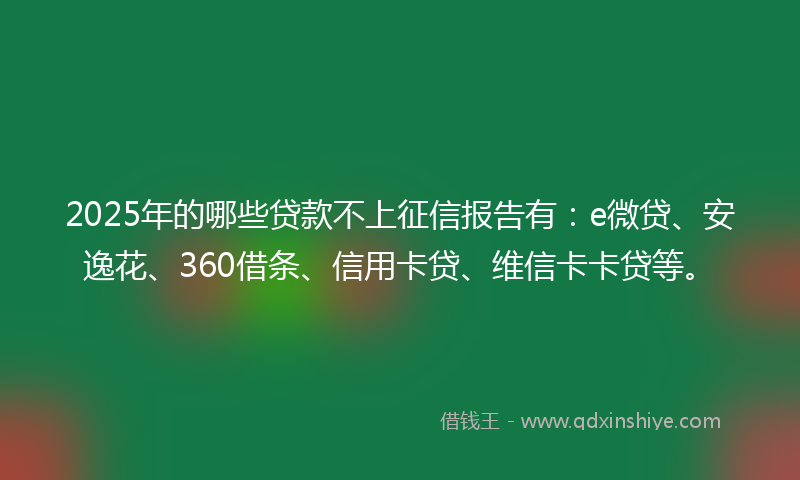 2025年的哪些贷款不上征信报告有：e微贷、安逸花、360借条、信用卡贷、维信卡卡贷等。