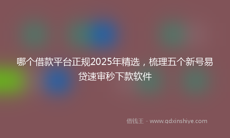 哪个借款平台正规2025年精选，梳理五个新号易贷速审秒下款软件
