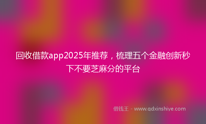 回收借款app2025年推荐，梳理五个金融创新秒下不要芝麻分的平台