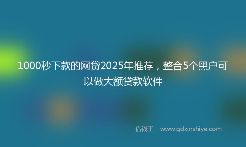 1000秒下款的网贷2025年推荐，整合5个黑户可以做大额贷款软件