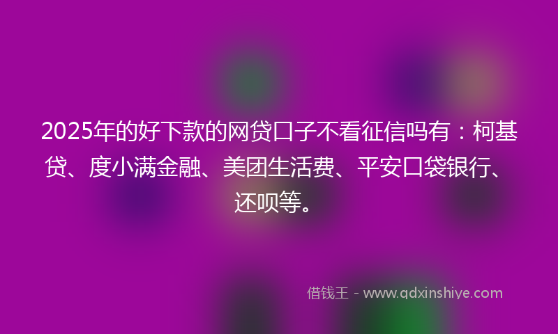 2025年的好下款的网贷口子不看征信吗有：柯基贷、度小满金融、美团生活费、平安口袋银行、还呗等。