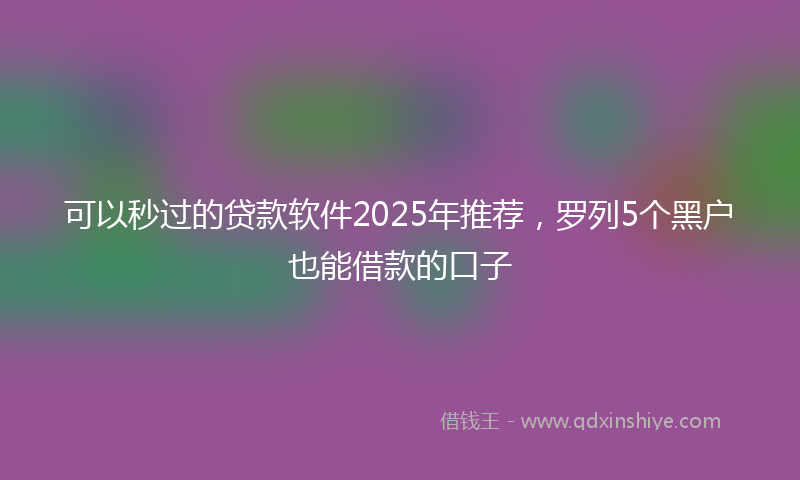 可以秒过的贷款软件2025年推荐，罗列5个黑户也能借款的口子