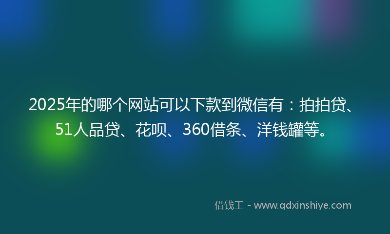 2025年的哪个网站可以下款到微信有：拍拍贷、51人品贷、花呗、360借条、洋钱罐等。