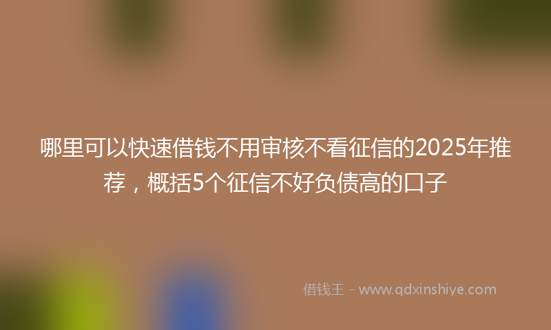 哪里可以快速借钱不用审核不看征信的2025年推荐，概括5个征信不好负债高的口子