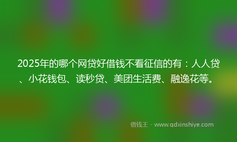 2025年的哪个网贷好借钱不看征信的有：人人贷、小花钱包、读秒贷、美团生活费、融逸花等。
