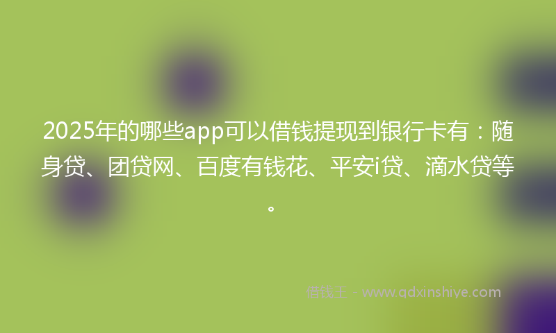 2025年的哪些app可以借钱提现到银行卡有：随身贷、团贷网、百度有钱花、平安i贷、滴水贷等。