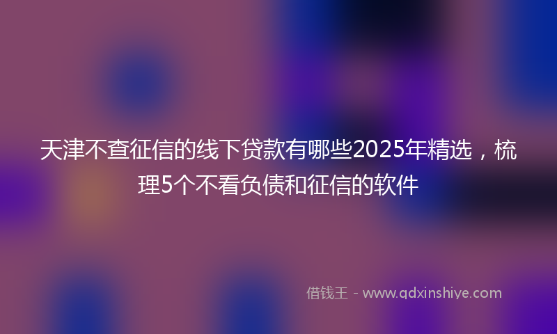 天津不查征信的线下贷款有哪些2025年精选，梳理5个不看负债和征信的软件