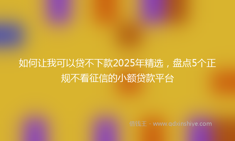 如何让我可以贷不下款2025年精选，盘点5个正规不看征信的小额贷款平台