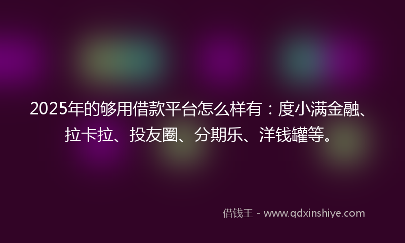 2025年的够用借款平台怎么样有：度小满金融、拉卡拉、投友圈、分期乐、洋钱罐等。