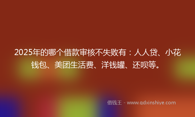 2025年的哪个借款审核不失败有：人人贷、小花钱包、美团生活费、洋钱罐、还呗等。