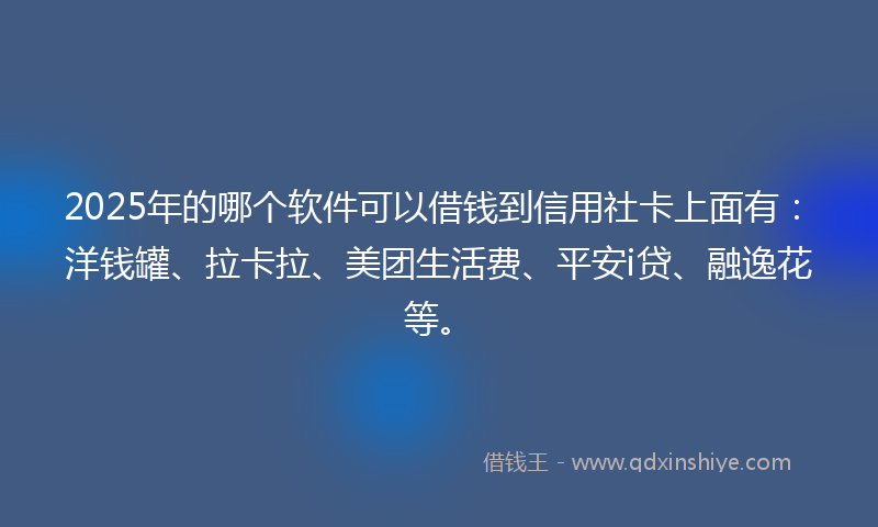2025年的哪个软件可以借钱到信用社卡上面有：洋钱罐、拉卡拉、美团生活费、平安i贷、融逸花等。