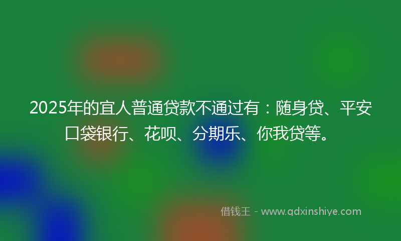 2025年的宜人普通贷款不通过有：随身贷、平安口袋银行、花呗、分期乐、你我贷等。