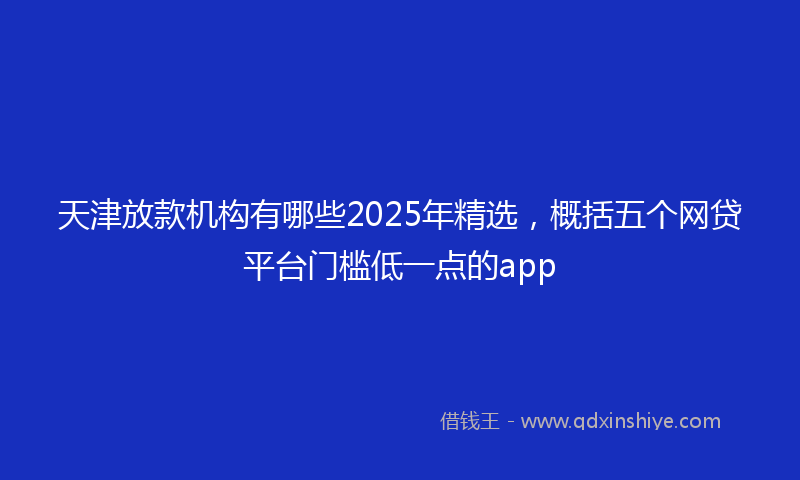 天津放款机构有哪些2025年精选，概括五个网贷平台门槛低一点的app