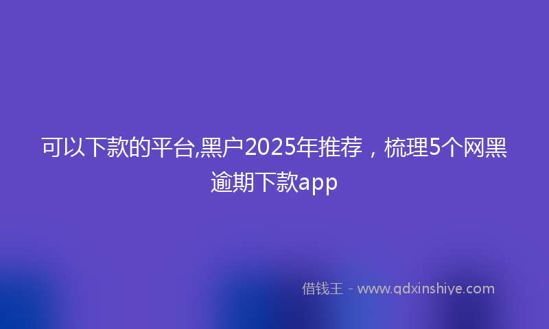 可以下款的平台,黑户2025年推荐，梳理5个网黑逾期下款app