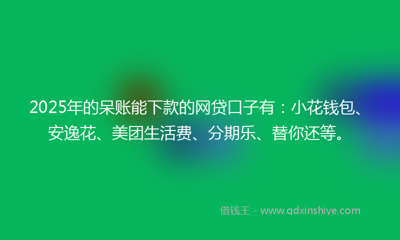 2025年的呆账能下款的网贷口子有：小花钱包、安逸花、美团生活费、分期乐、替你还等。