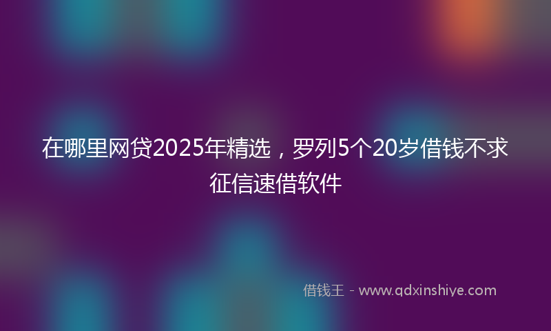 在哪里网贷2025年精选，罗列5个20岁借钱不求征信速借软件