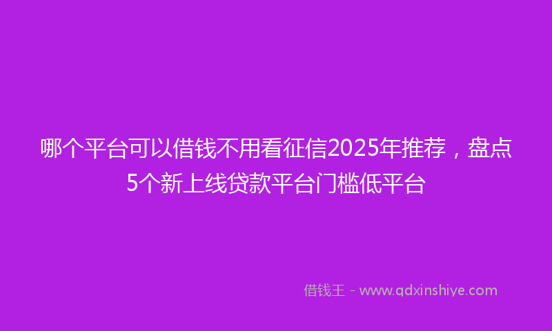 哪个平台可以借钱不用看征信2025年推荐，盘点5个新上线贷款平台门槛低平台