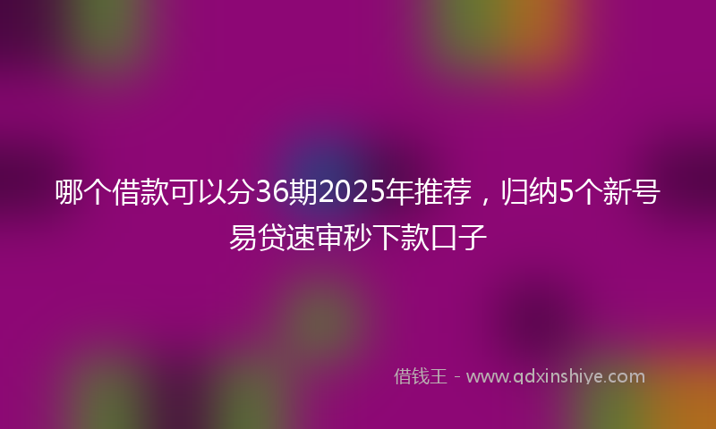 哪个借款可以分36期2025年推荐，归纳5个新号易贷速审秒下款口子