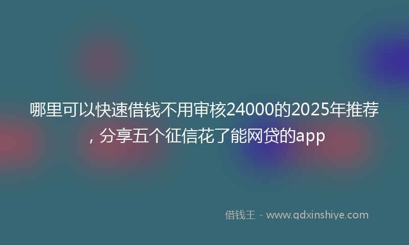 哪里可以快速借钱不用审核24000的2025年推荐，分享五个征信花了能网贷的app