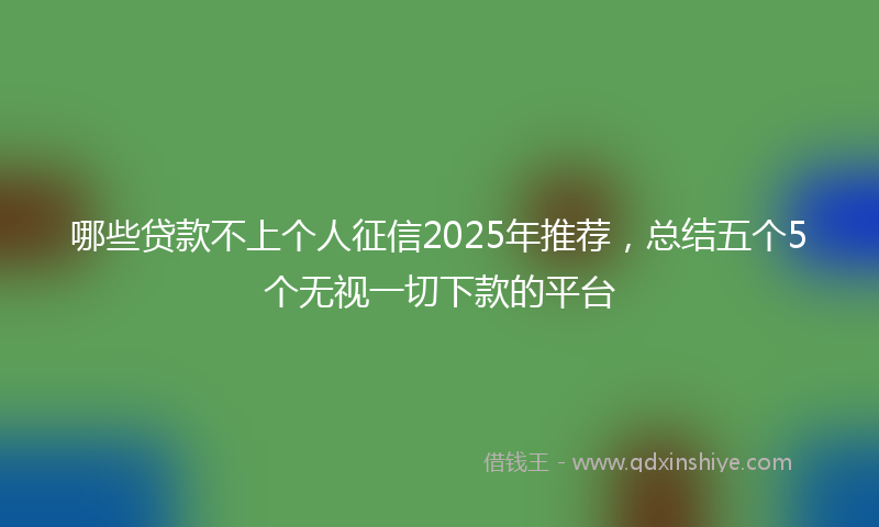 哪些贷款不上个人征信2025年推荐，总结五个5个无视一切下款的平台