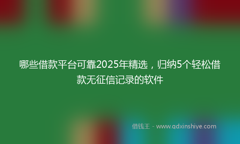 哪些借款平台可靠2025年精选，归纳5个轻松借款无征信记录的软件