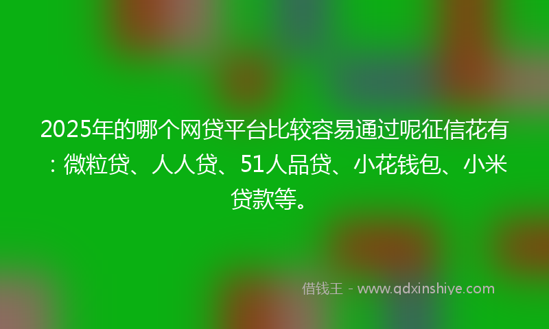 2025年的哪个网贷平台比较容易通过呢征信花有：微粒贷、人人贷、51人品贷、小花钱包、小米贷款等。
