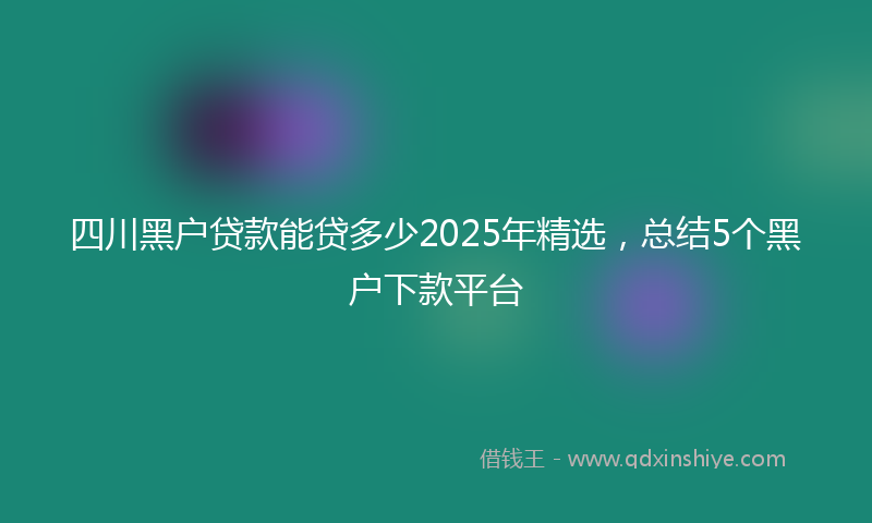 四川黑户贷款能贷多少2025年精选，总结5个黑户下款平台
