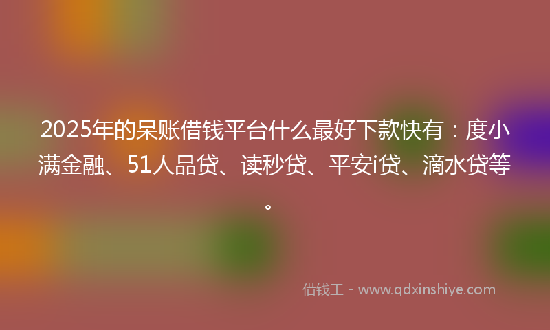 2025年的呆账借钱平台什么最好下款快有：度小满金融、51人品贷、读秒贷、平安i贷、滴水贷等。