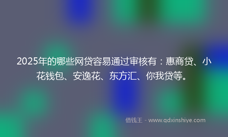 2025年的哪些网贷容易通过审核有：惠商贷、小花钱包、安逸花、东方汇、你我贷等。