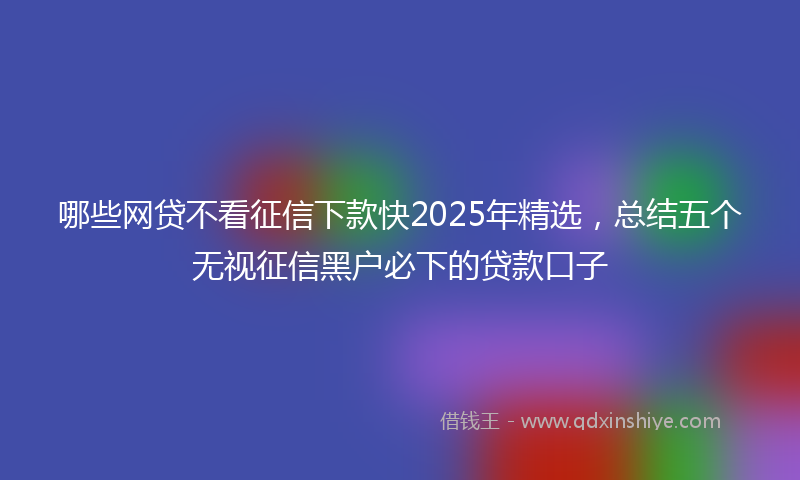 哪些网贷不看征信下款快2025年精选，总结五个无视征信黑户必下的贷款口子