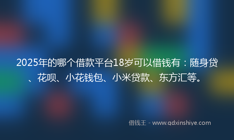 2025年的哪个借款平台18岁可以借钱有：随身贷、花呗、小花钱包、小米贷款、东方汇等。