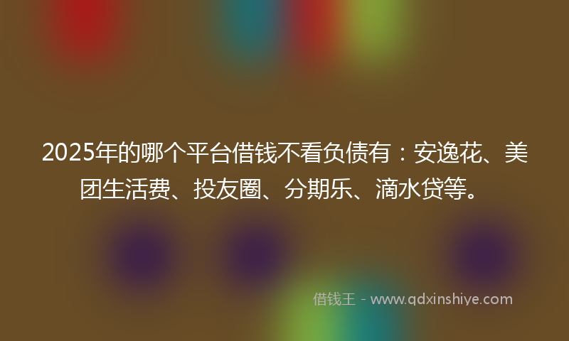 2025年的哪个平台借钱不看负债有：安逸花、美团生活费、投友圈、分期乐、滴水贷等。