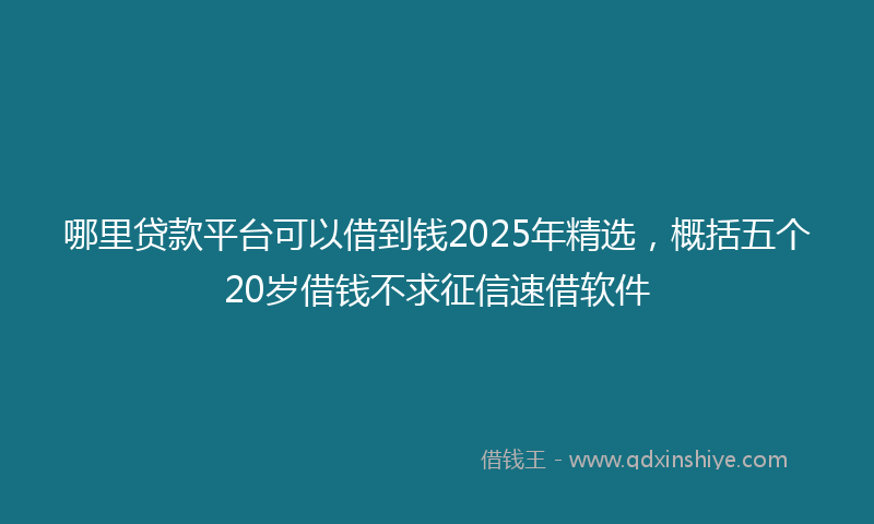 哪里贷款平台可以借到钱2025年精选，概括五个20岁借钱不求征信速借软件