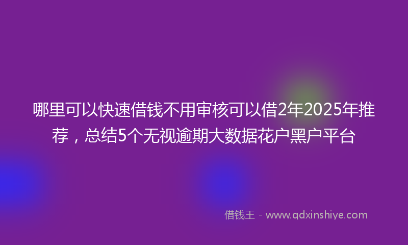 哪里可以快速借钱不用审核可以借2年2025年推荐，总结5个无视逾期大数据花户黑户平台