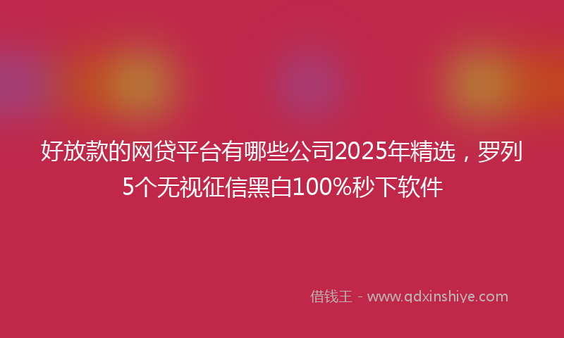 好放款的网贷平台有哪些公司2025年精选，罗列5个无视征信黑白100%秒下软件