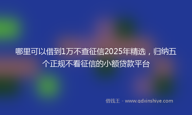 哪里可以借到1万不查征信2025年精选，归纳五个正规不看征信的小额贷款平台