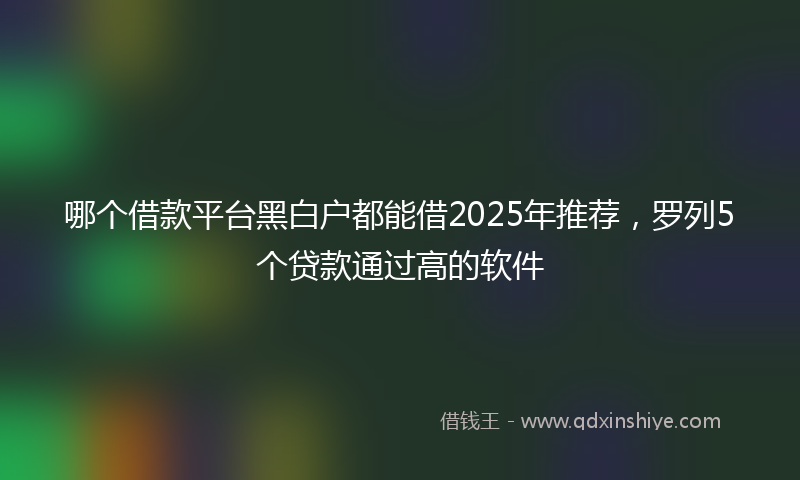 哪个借款平台黑白户都能借2025年推荐，罗列5个贷款通过高的软件