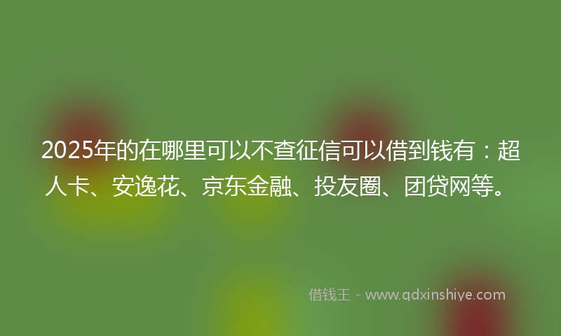 2025年的在哪里可以不查征信可以借到钱有：超人卡、安逸花、京东金融、投友圈、团贷网等。