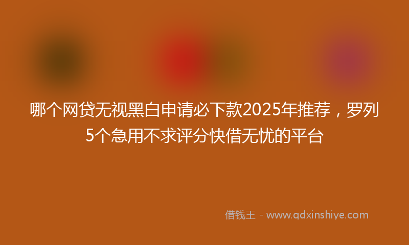 哪个网贷无视黑白申请必下款2025年推荐，罗列5个急用不求评分快借无忧的平台