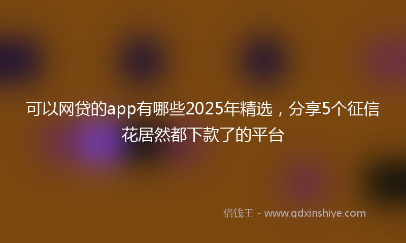 可以网贷的app有哪些2025年精选，分享5个征信花居然都下款了的平台