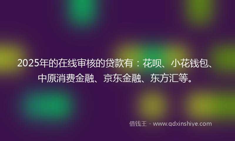 2025年的在线审核的贷款有：花呗、小花钱包、中原消费金融、京东金融、东方汇等。