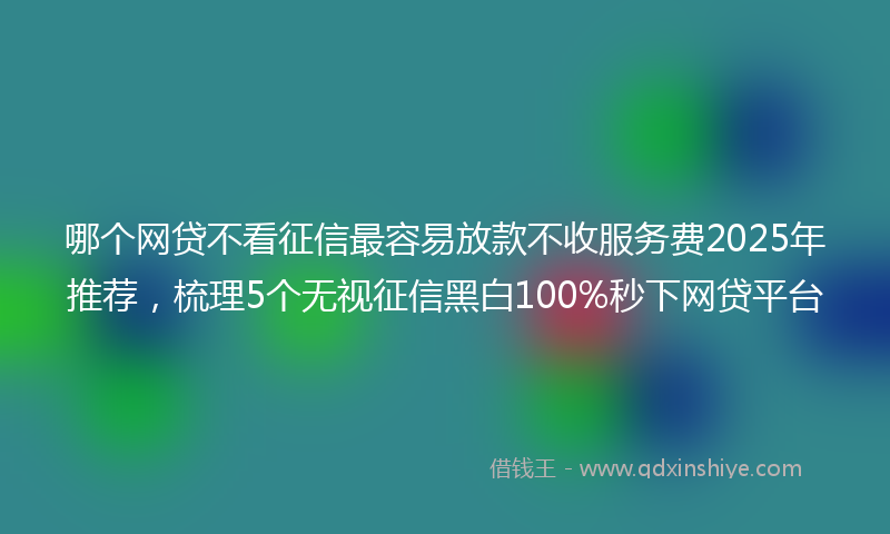 哪个网贷不看征信最容易放款不收服务费2025年推荐，梳理5个无视征信黑白100%秒下网贷平台
