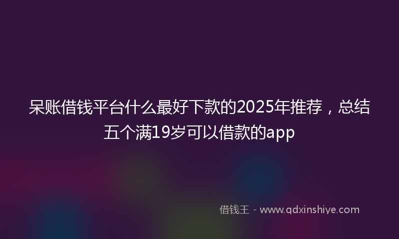 呆账借钱平台什么最好下款的2025年推荐，总结五个满19岁可以借款的app